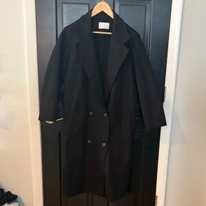 Oak & Fort Black Double-Breasted Women's Coat